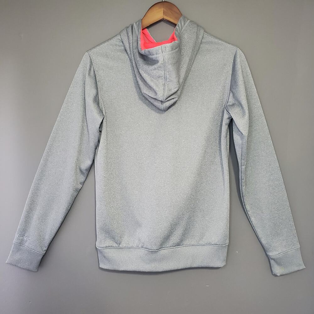 Under Armour Storm Hoodie Womens XS Gray Pink Logo Pullover Sweatshirt - Picture 2 of 5